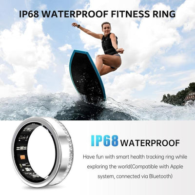 2025 New Silver Edge Diamond Smart Ring Fitness Tracker