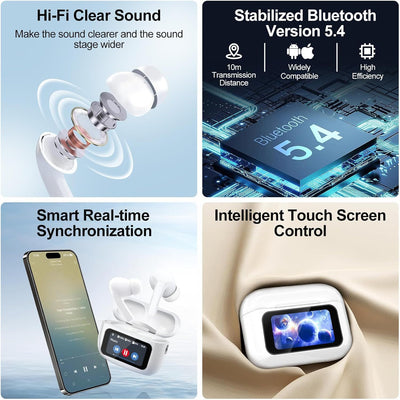 Wireless Earbuds, 5.4 Bluetooth Headphones With Touch Screen Ear Buds, Wireless Bluetooth In Ear Earphones For Android IOS Phones