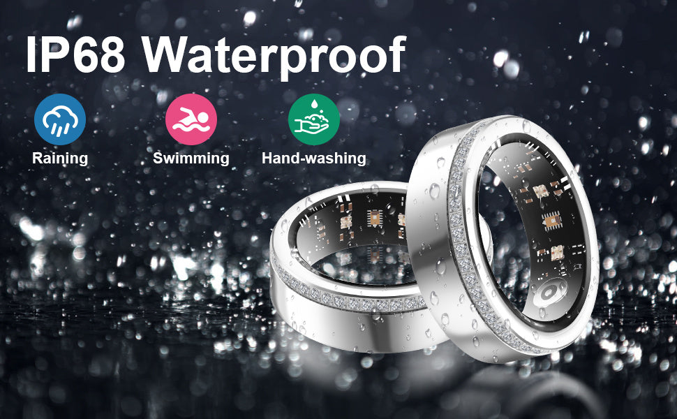 2025 New Silver Edge Diamond Smart Ring Fitness Tracker